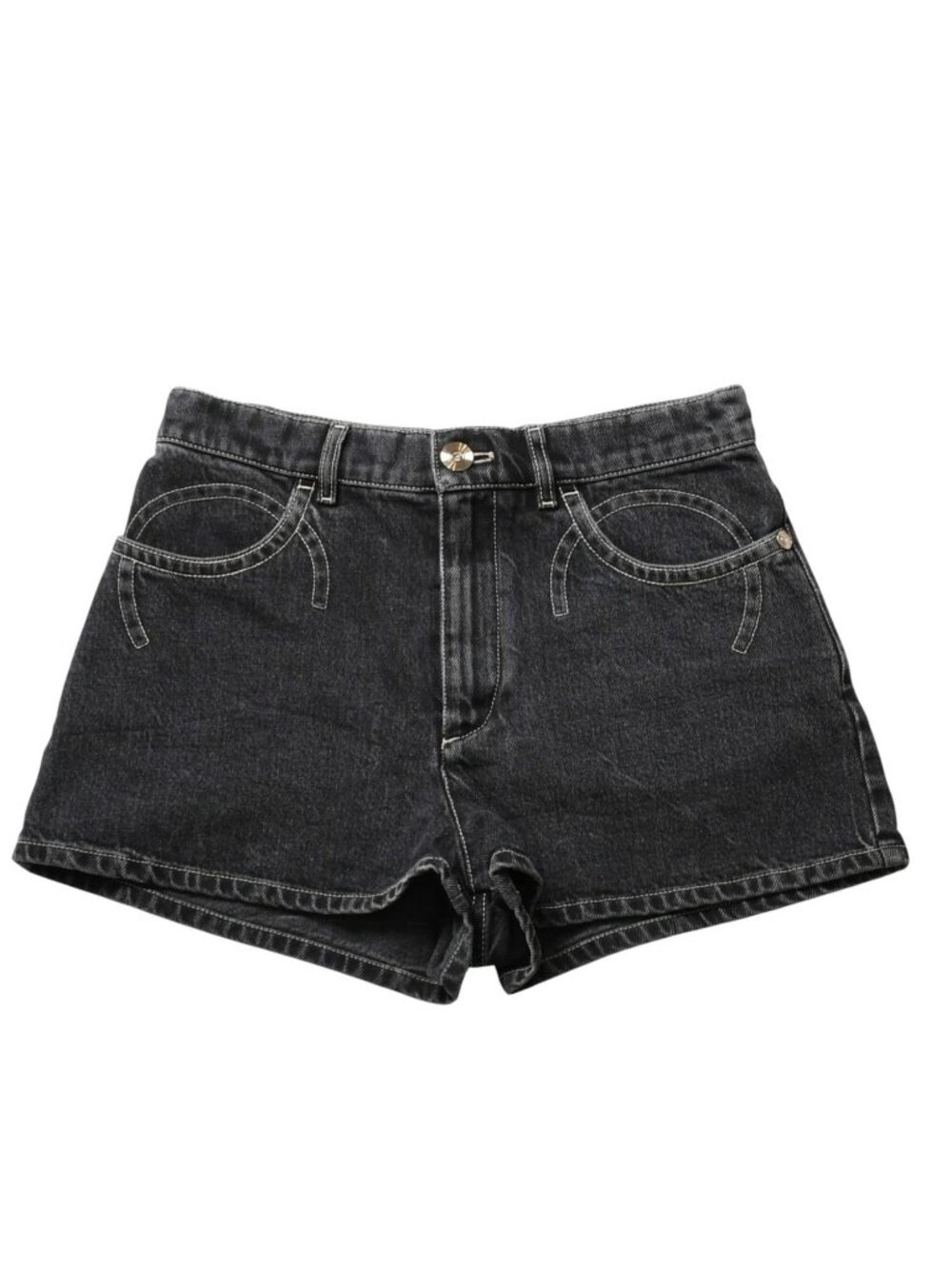 Chanel Denim Shorts Skirt Black